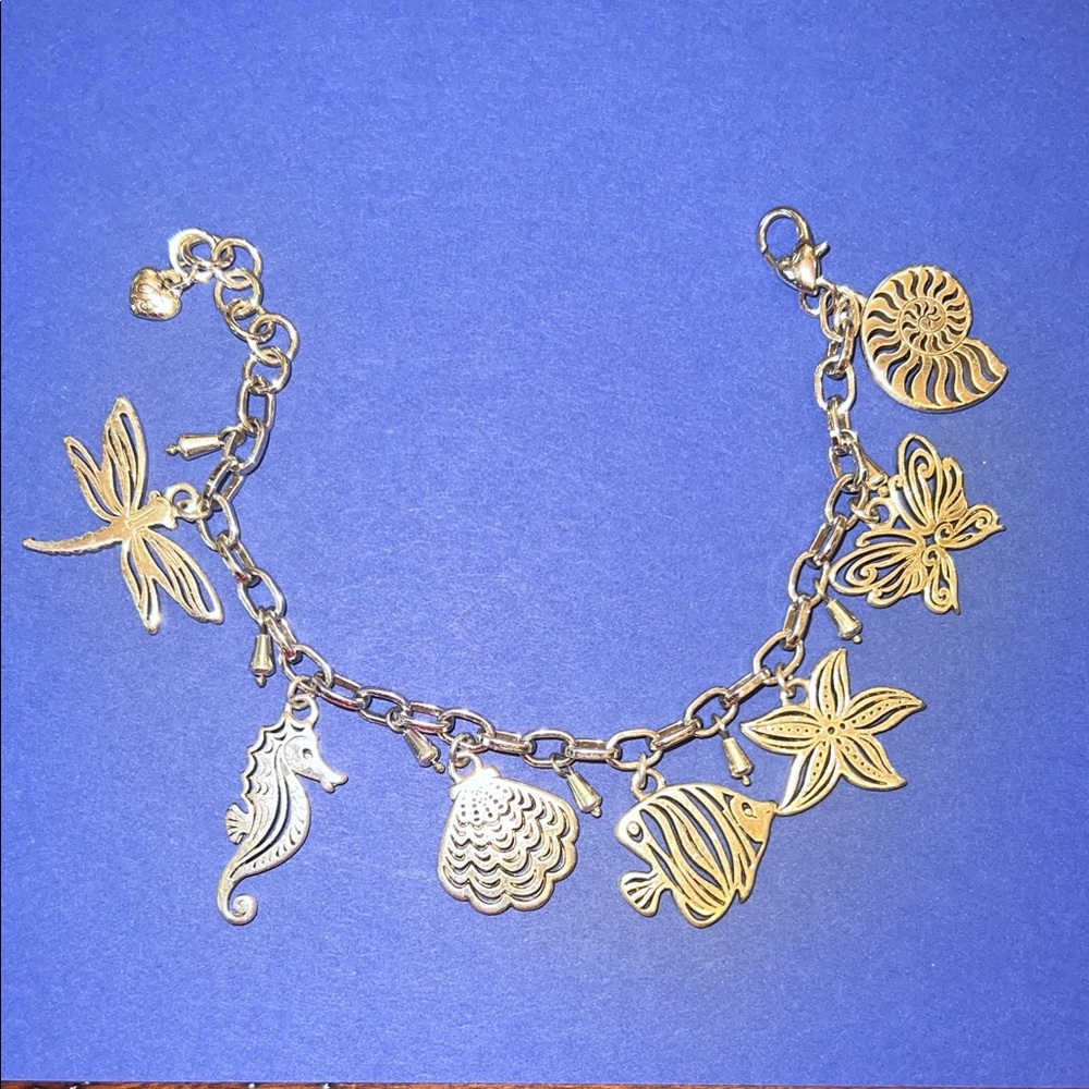 Silver Charm Bracelet with Sea Life Charms